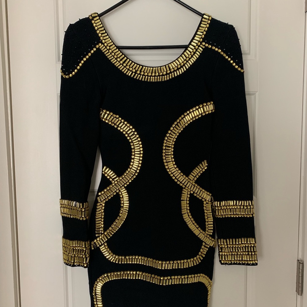 Black sequin bandage dress